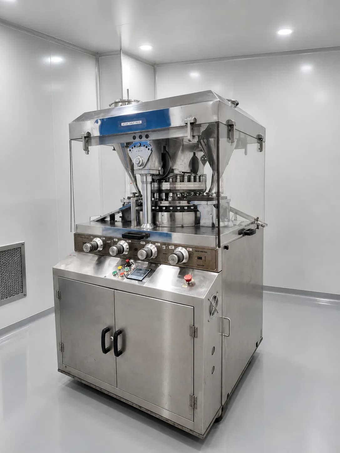Double rotary tablet press in the tablet production room